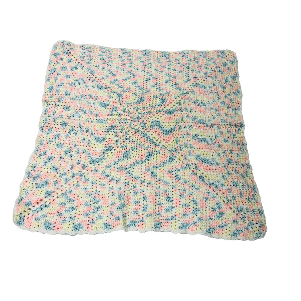Crochet Afghan Baby Blanket Throw 45x40 Multi Crib Nap Nursery‎ Handmade Swaddle